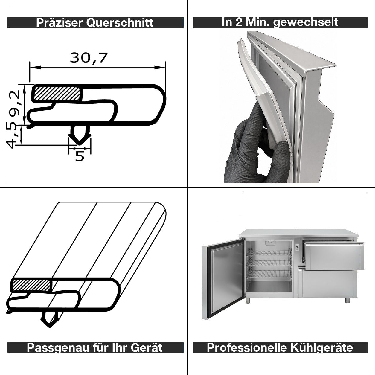 Magnetdichtung - Profil groß ZE inkl. Magnetband - Länge: 2000mm