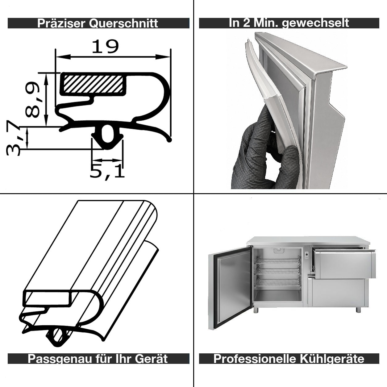 Magnetdichtung - Profil KD15 inkl. Magnetband - auf Maß