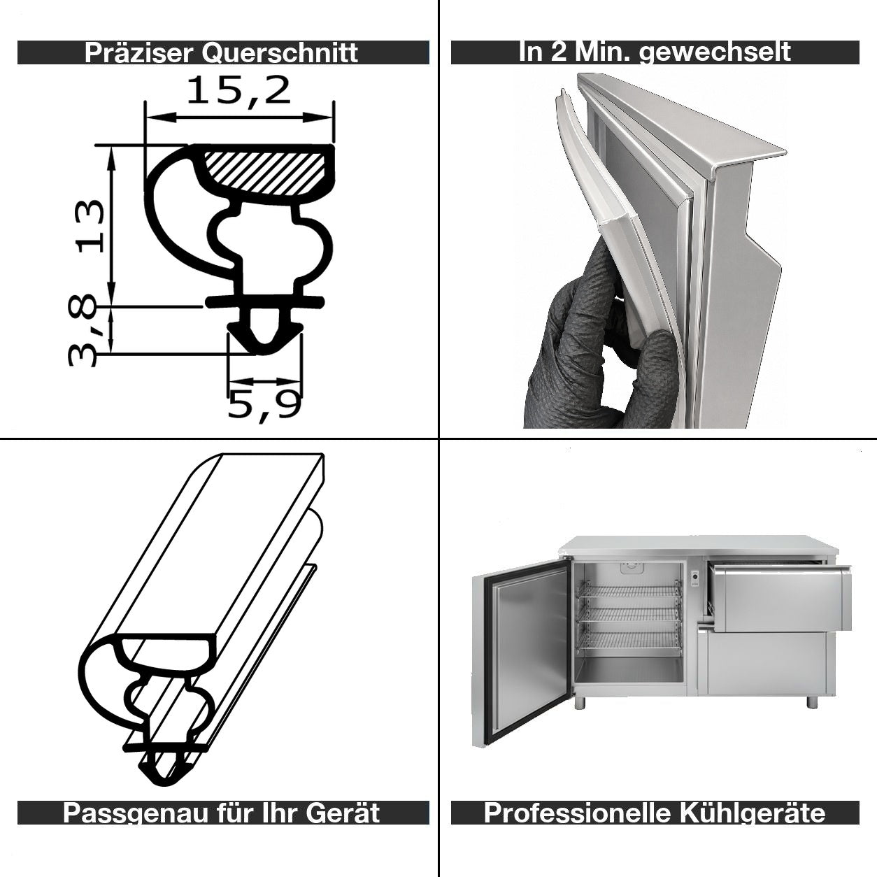 Magnetdichtung - Profil KD16 inkl. Magnetband - auf Maß