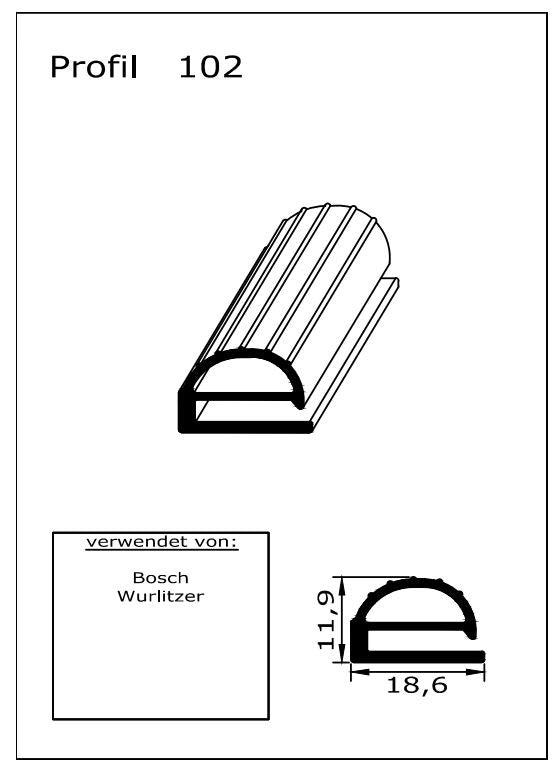 Profil ohne Magnet - Profil 102 Länge: 2000mm