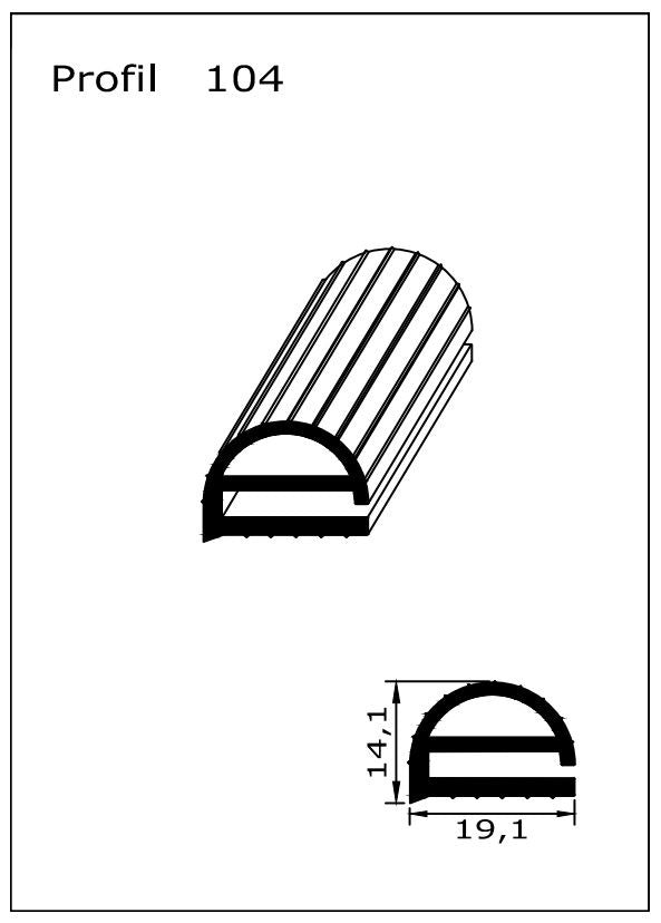 Profil ohne Magnet - Profil 104 - Länge: 2500mm
