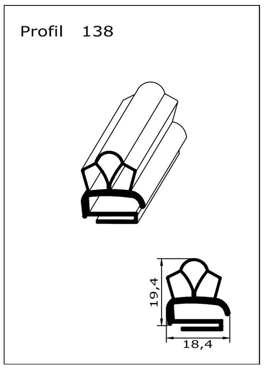 Profil ohne Magnet - Profil 138 - Länge: 2500mm
