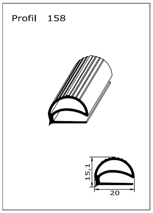 Profil ohne Magnet - Profil 158 - Länge: 2000mm