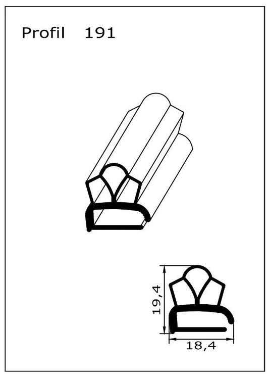 Profil ohne Magnet - Profil 191 - Länge: 2000mm