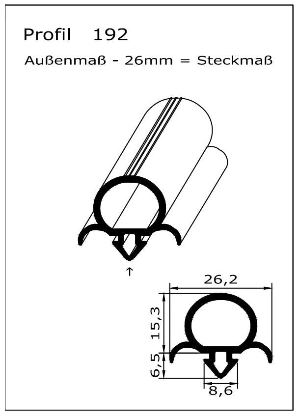 Profil ohne Magnet - Profil 192 - Länge: 2500mm