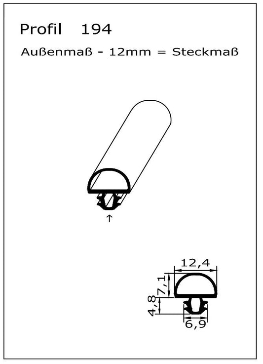 Profil ohne Magnet - Profil 194 - Länge: 2000mm