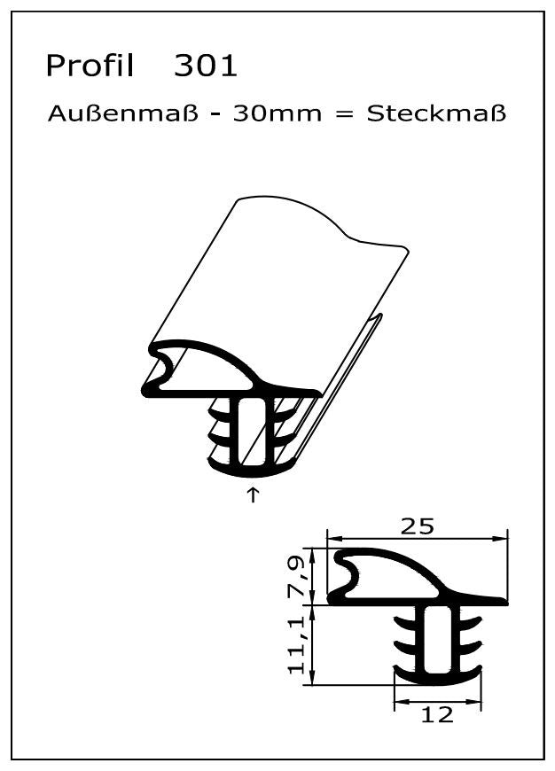 Profile without magnet - Profile 301 - Length: 2500mm
