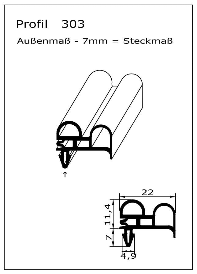 Profil ohne Magnet - Profil 303 - Länge: 2000mm
