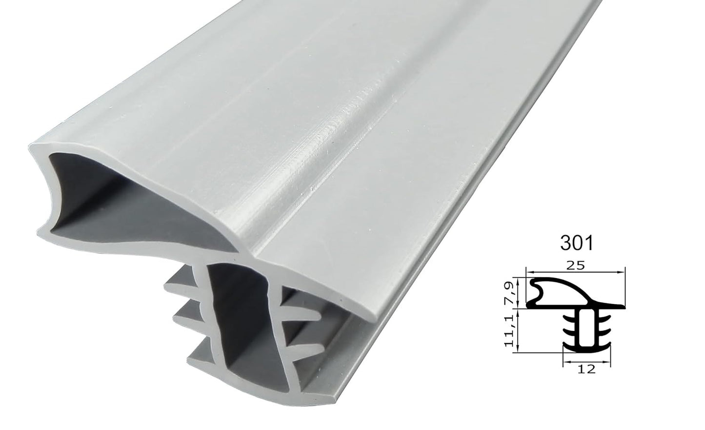 Profile without magnet - Profile 301 - Length: 2500mm