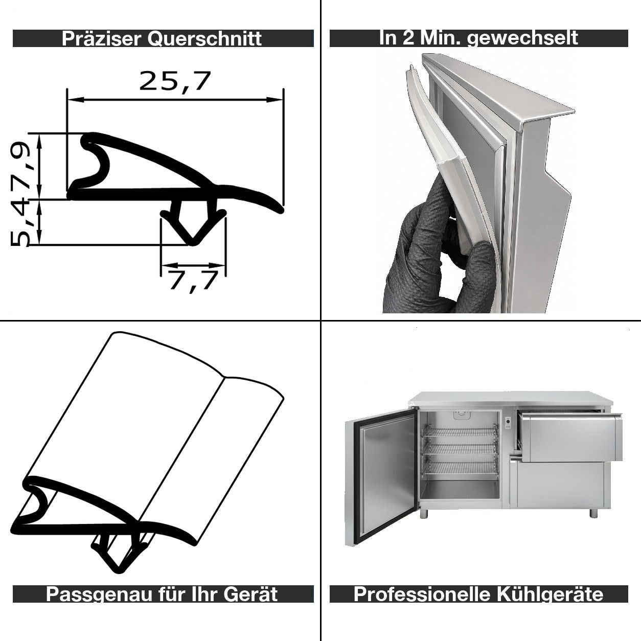 Profil ohne Magnet - Profil 304gr - Länge: 2000mm