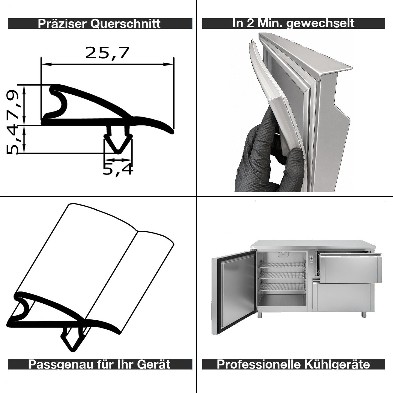 Profil ohne Magnet - Profil 304kl - Länge: 2000mm