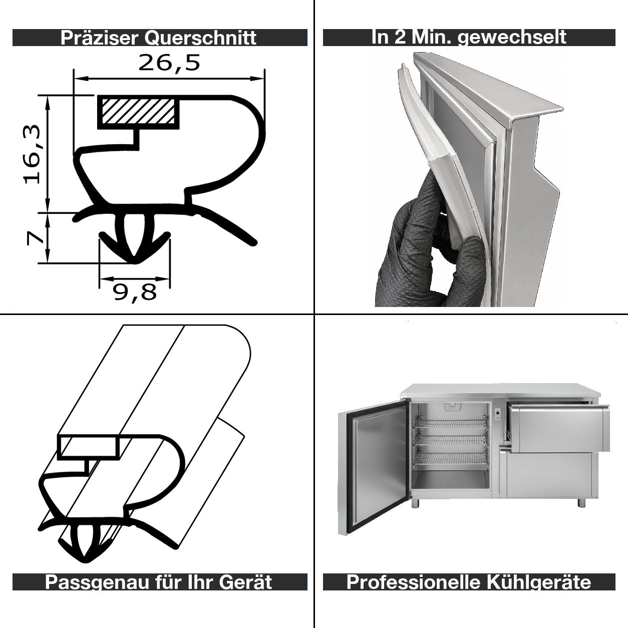 Magnetdichtung - Profil KD12 inkl. Magnetband - auf Maß