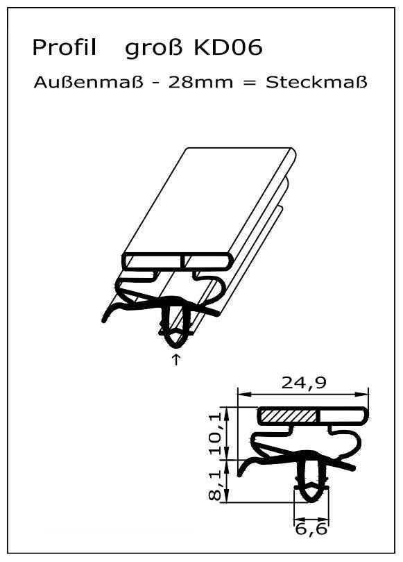 Magnetdichtung - Profil KD06 inkl. Magnetband - Länge: 2000mm