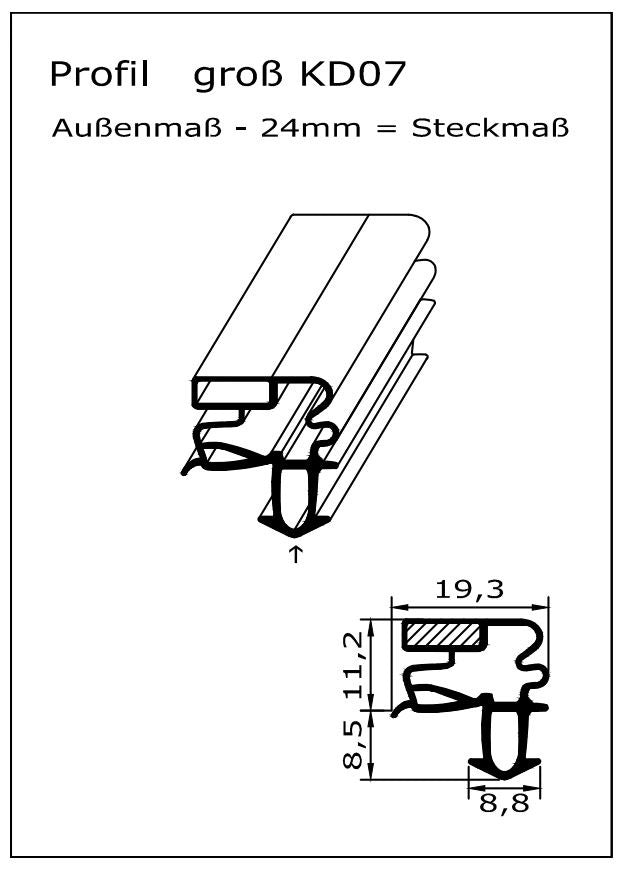 Magnetdichtung - Profil KD07 inkl. Magnetband - auf Maß.