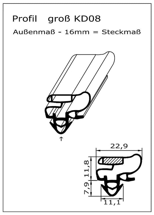 Magnetdichtung - Profil KD08 inkl. Magnetband - auf Maß