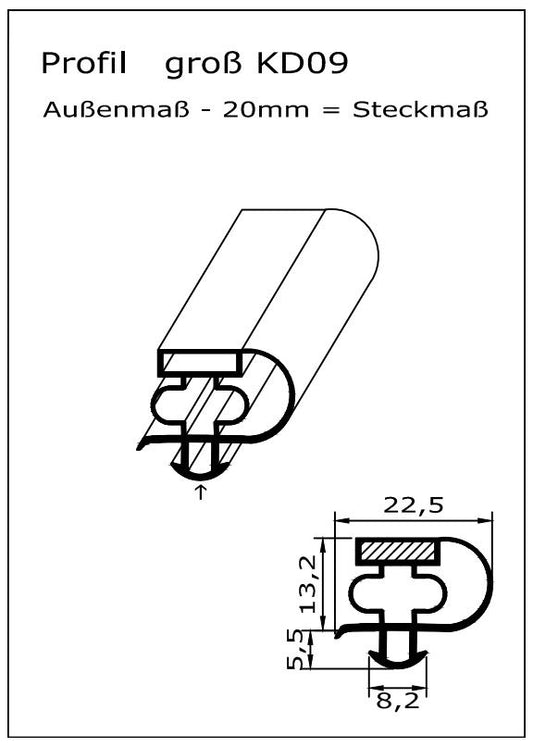 Magnetdichtung - Profil KD09 inkl. Magnetband - auf Maß.