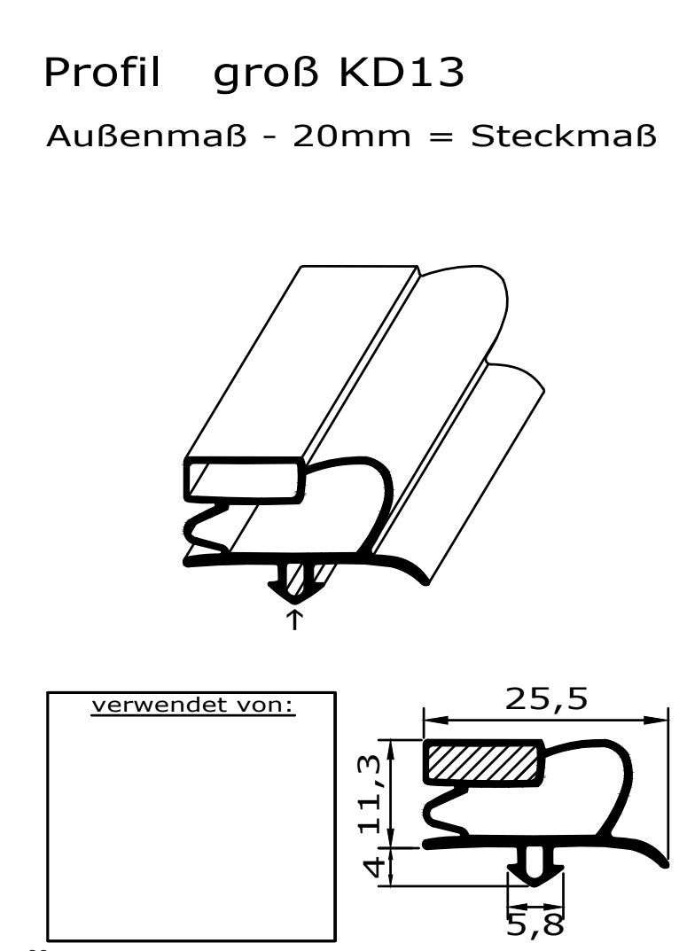 Magnetdichtung - Profil KD13 inkl. Magnetband - auf Maß
