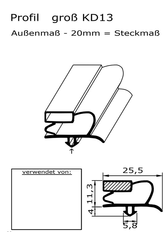 Magnetdichtung - Profil KD13 inkl. Magnetband - auf Maß
