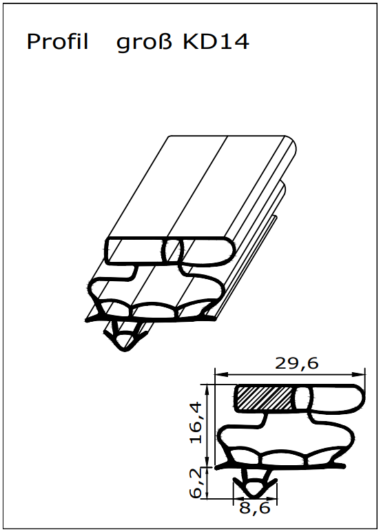 Magnetdichtung - Profil KD14 inkl. Magnetband - Länge: 2500mm - Dichtungen030