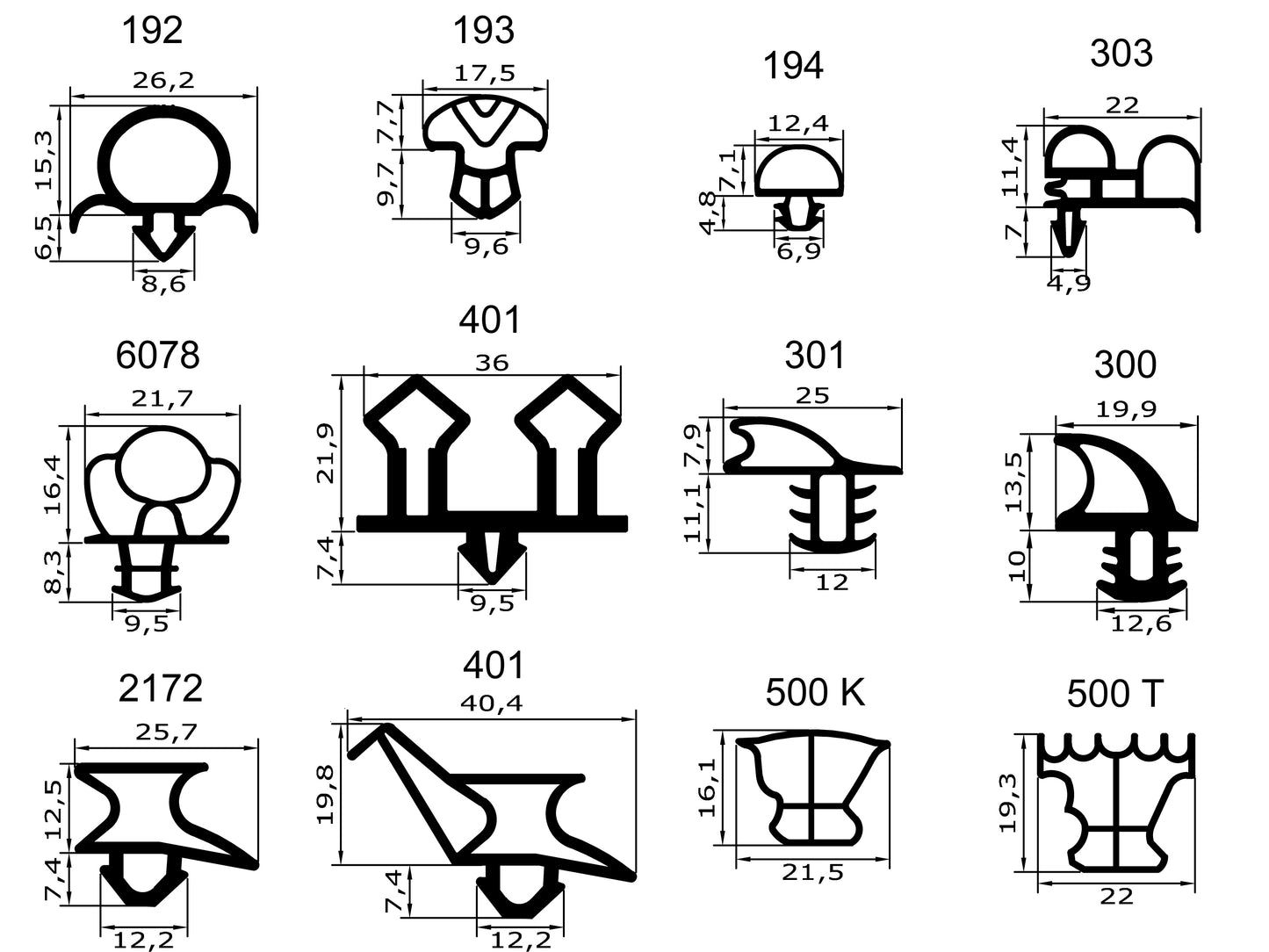 Profil ohne Magnet - Profil 102 Länge: 2000mm