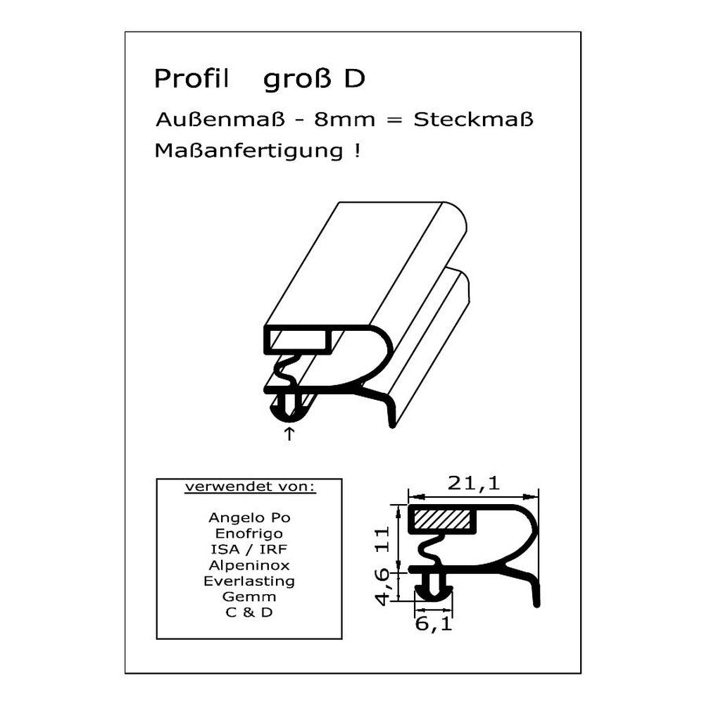 Profil groß D - technische Zeichnung