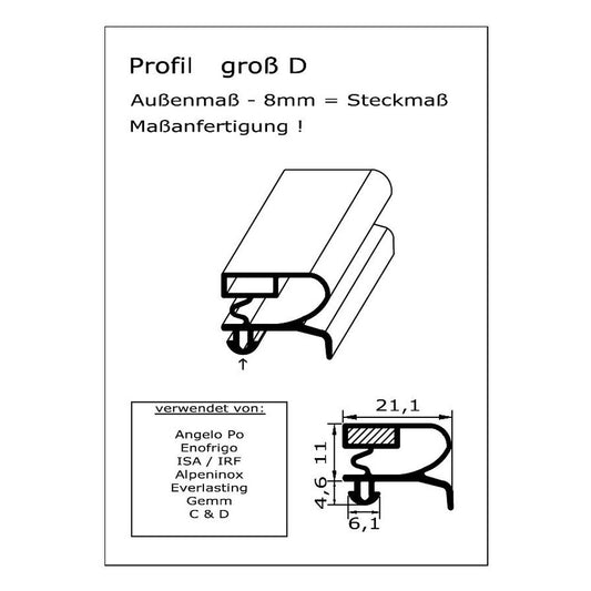 Profil groß D - technische Zeichnung