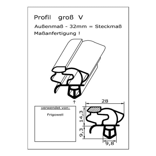Profil groß V - technische Zeichnung