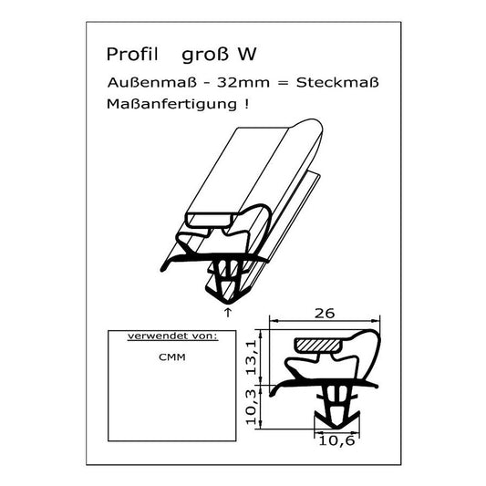 Profil groß W - technische Zeichnung