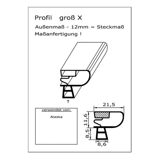 Profil groß X - technische Zeichnung