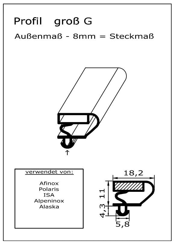 Magnetdichtung - Profil groß G inkl. Magnetband - Länge: 2000mm