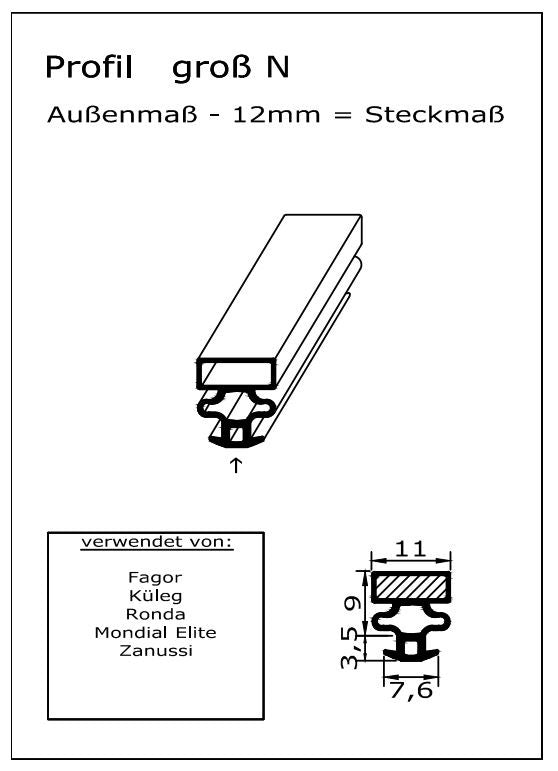 Magnetic seal - profile large N including magnetic tape - length: 2000mm
