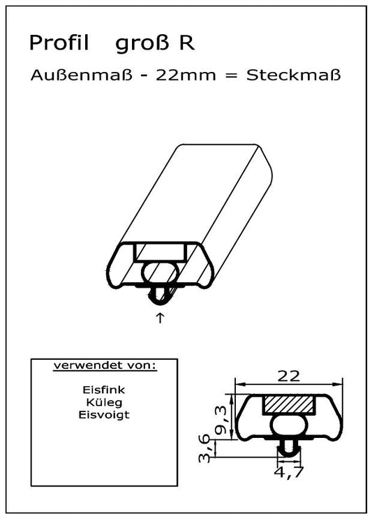 Magnetdichtung - Profil groß R inkl. Magnetband - Länge: 2000mm