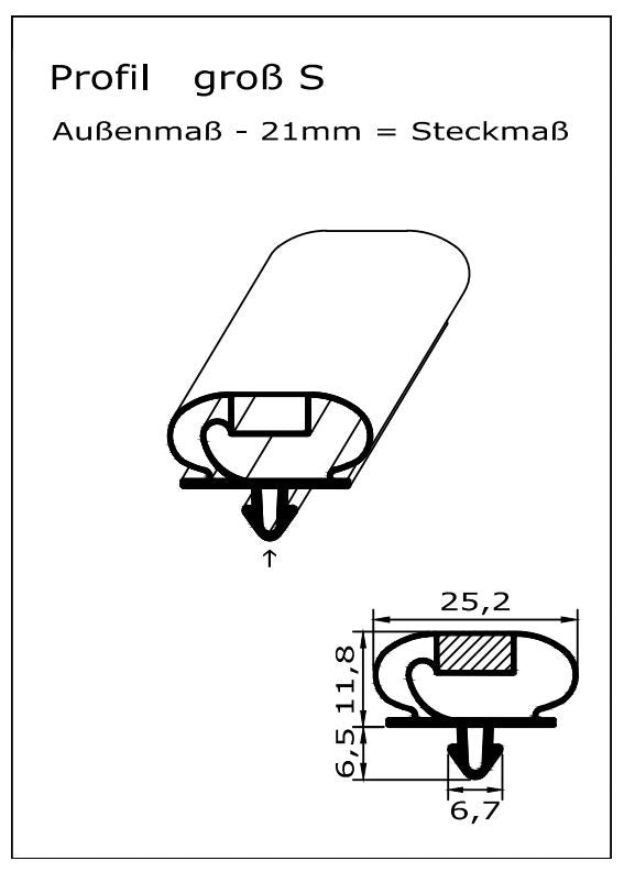 Magnetdichtung - Profil groß S inkl. Magnetband - Länge: 2000mm