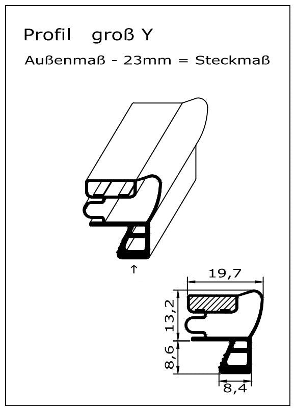 Magnetdichtung - Profil groß Y inkl. Magnetband - Länge: 2000mm