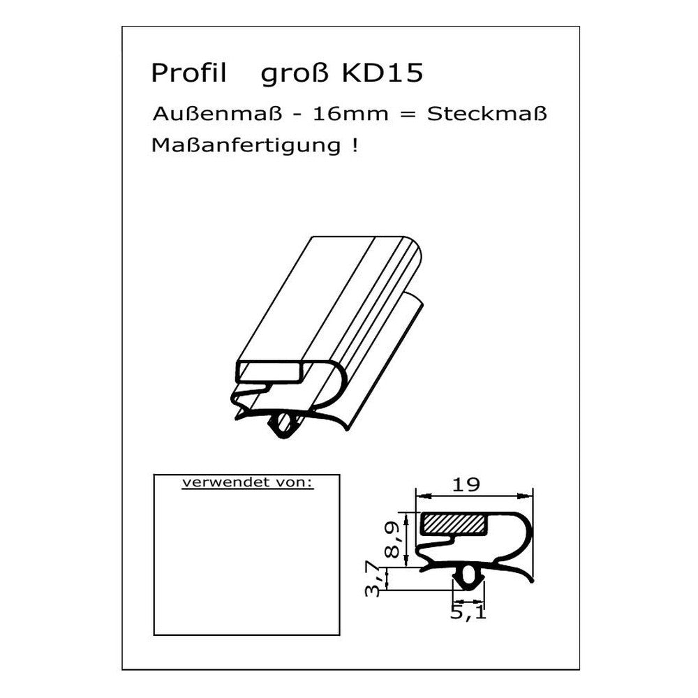 Profil KD15 - technische Zeichnung