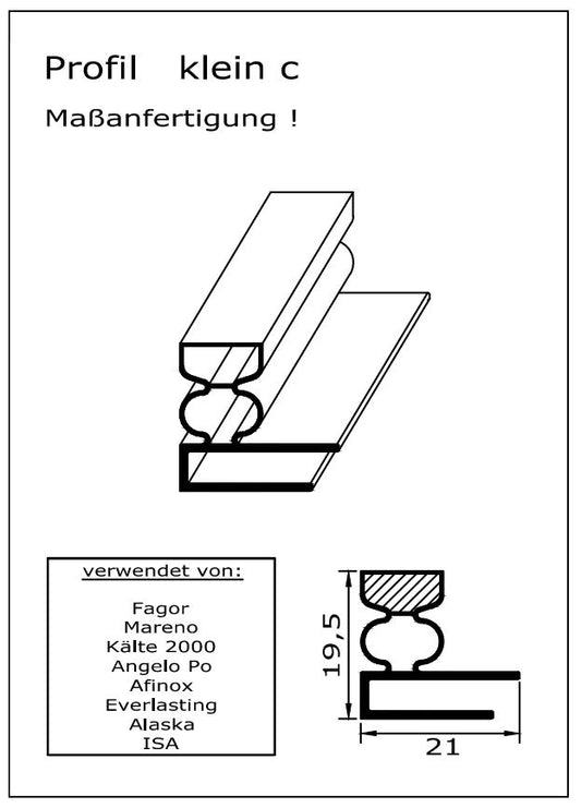 Magnetdichtung - Profil klein c inkl. Magnetband - auf Maß
