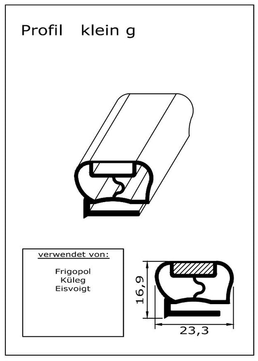 Magnetdichtung - Profil klein g inkl. Magnetband - 2000mm