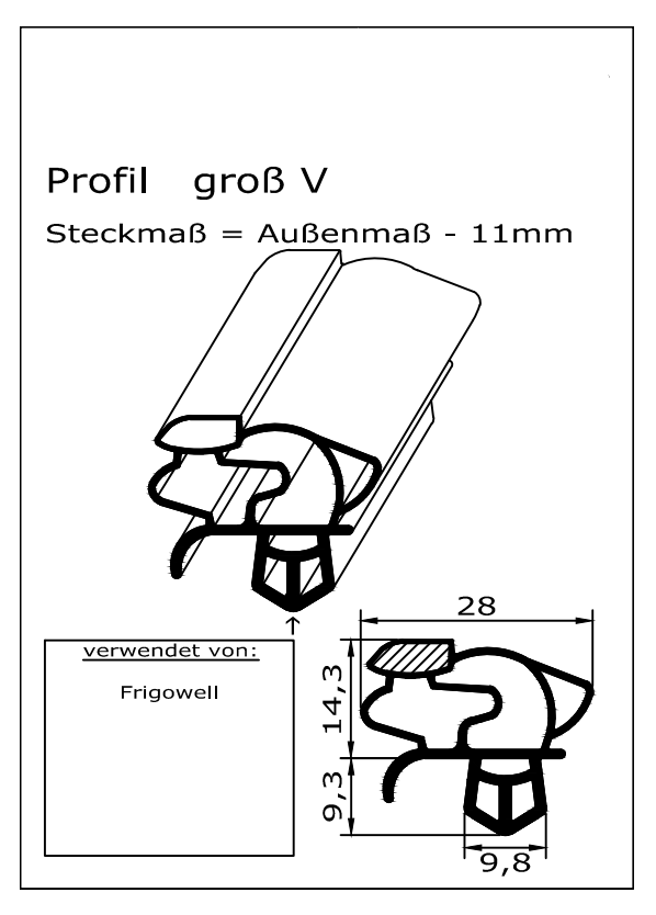 Profil groß V – Technische Zeichnung mit Maßen